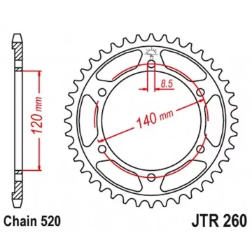 JT ZĘBATKA TYLNA 260 38...